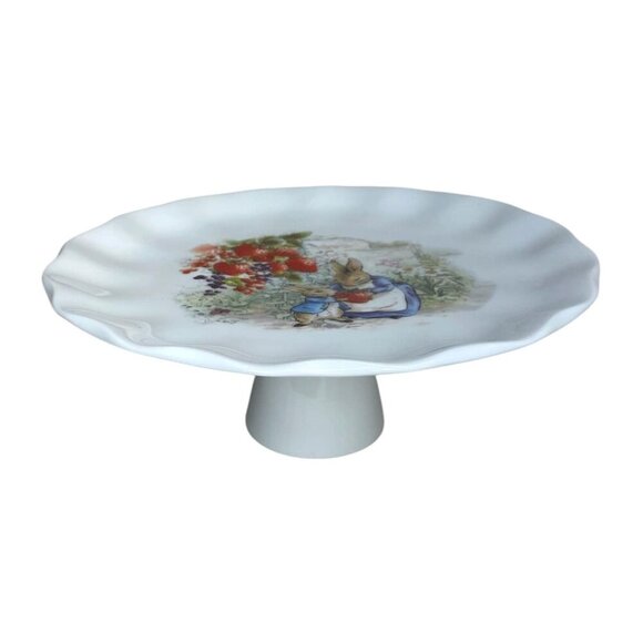 Beatrix Potter Peter & Momma Rabbit Easter 10.5" Dessert Cake Stand Pedestal - Picture 3 of 7